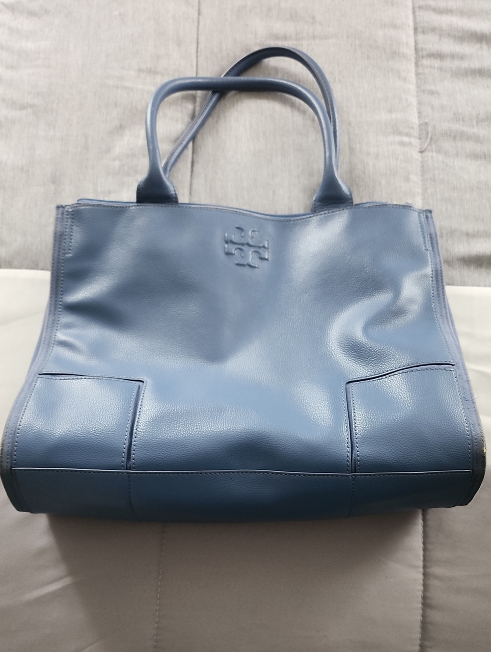 Tory Burch Slate Blue Leather Tote